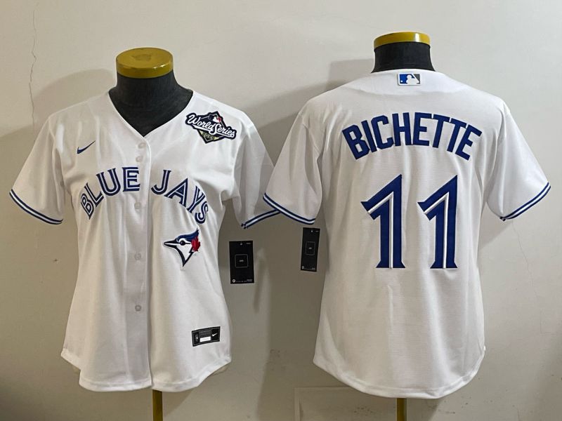 Women 2025 Nike Toronto Blue Jays #11 Bichette  White Game MLB Jersey 01